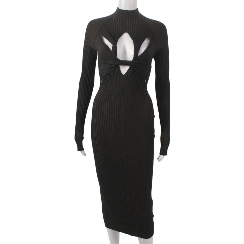 Dion Lee Women Bodycon Black Mock Neck Long Sleeve Full Length Dress Size 2